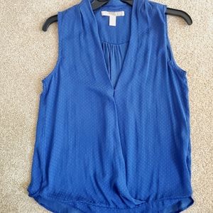 Silk royal blue tank top drape blouse